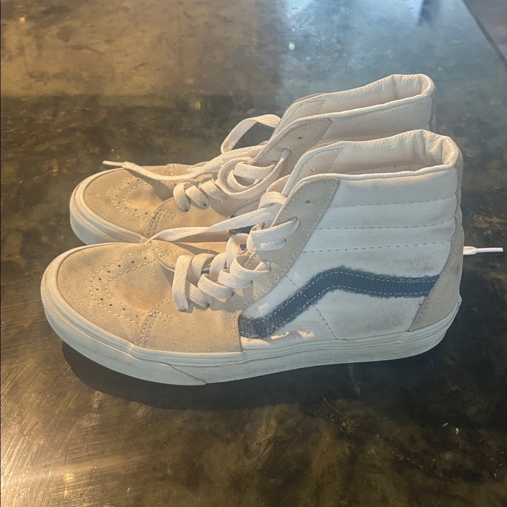 Vans High-Top Sneakers in White and Blue